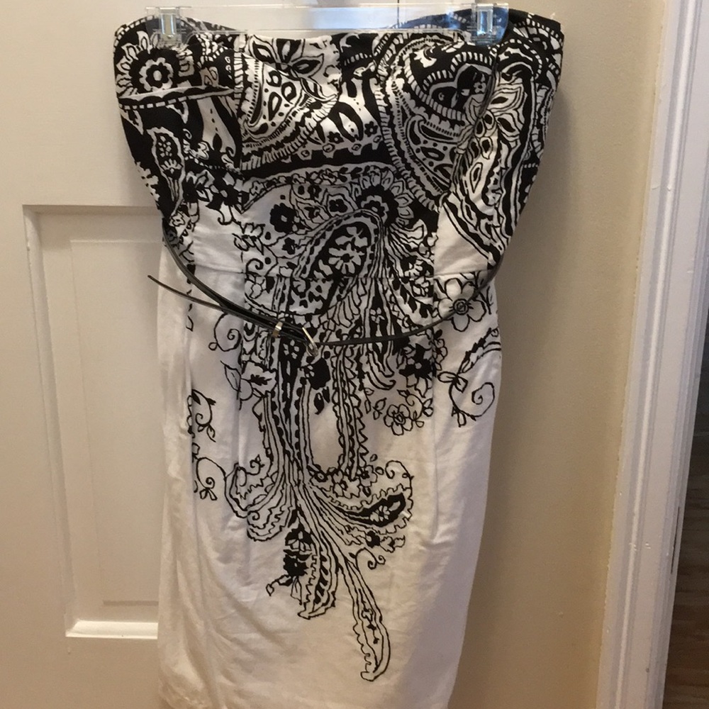 Strapless Dress White and Black Sz9